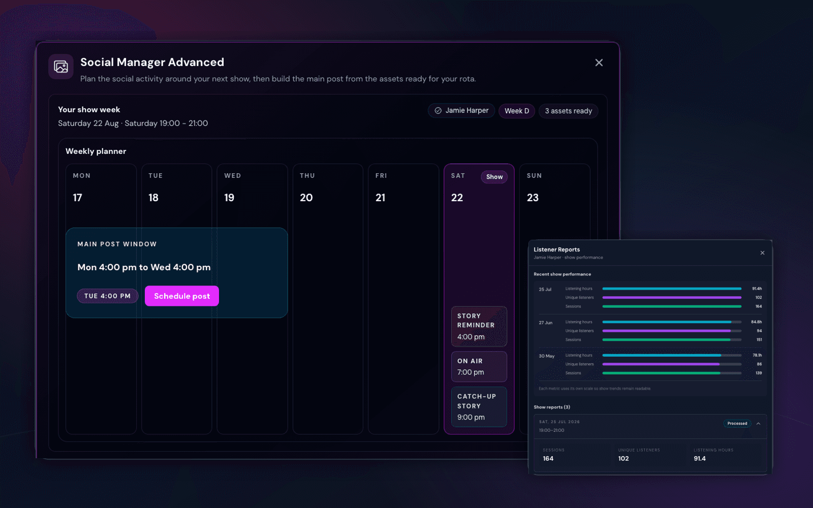 Electric Social Manager and Listener Reports preview